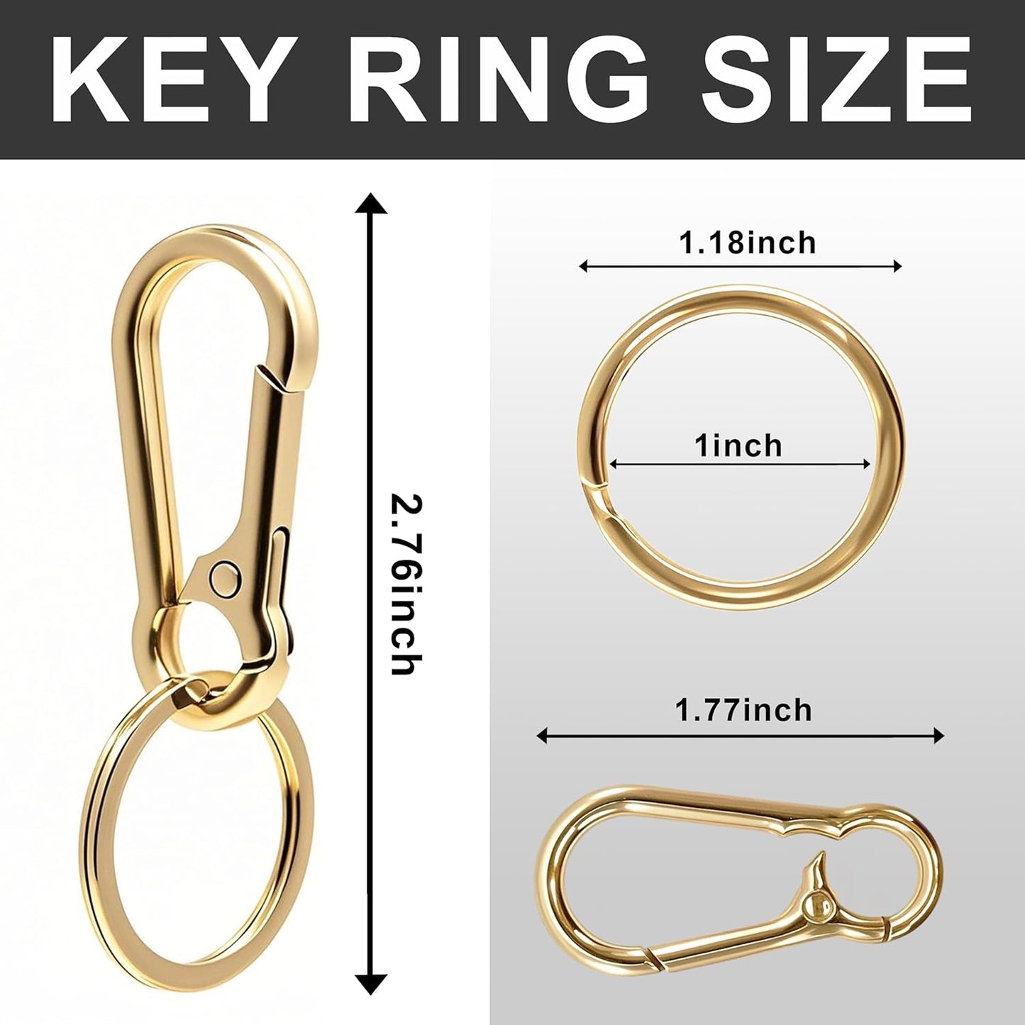 Keychain Keyring Set for Men Women Classic Metal Home Car Key Holder Organizer Portable Carabiner Clip Accessories 2PCS