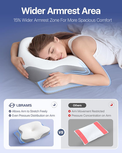 Cervical Pillow for Neck Pain Relief - Ergonomic Memory Foam Pillow with Cooling Case Orthopedic Support Side Sleeper Pillow for Pain Relief Support for Side Back Stomach Sleepers