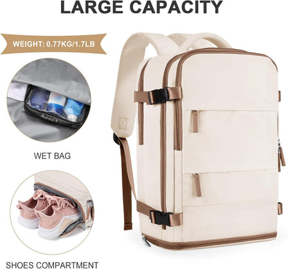 coowoz Travel Backpack For Women Men,Carry On Backpack,Hiking Backpack Outdoor Sports Rucksack Casual Daypack travel essentials(Beige Brown)