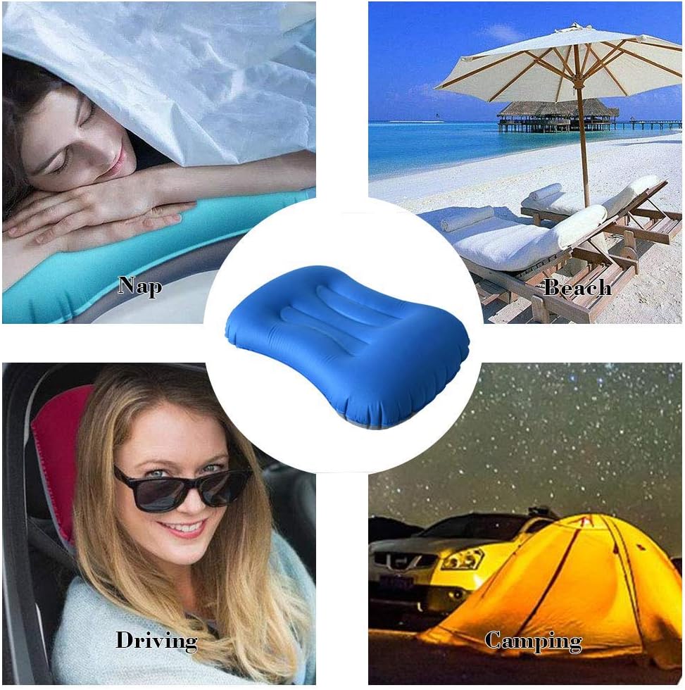 SUNYAO Ultralight Inflatable Camping Pillows - Compressible, Compact, Inflatable, Comfortable, Ergonomic Pillow for Neck & Lumbar Support While Camping,Backpacking,Hiking