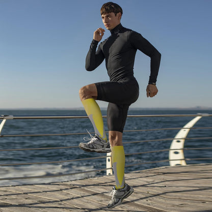 Kickticks 4 Pairs Compression Socks for Woman & Man Unisex 20-30mmHg Knee high Plus Size Wide Calves for Flying Running…