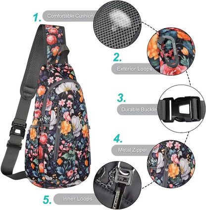 TITECOUGO Small Sling Bag, Lightweight Crossbody Backpack for Men Women, Shoulder Bag for Sports and Outdoor