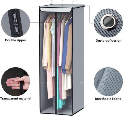 Univivi Garment Bags for Hanging Clothes, Large Clothes Storage Bags Closet Organizer with Clear Window, Premium Hanging Garment Storage Bag for Suits, Coats, Dresses, 54", 2-Pack