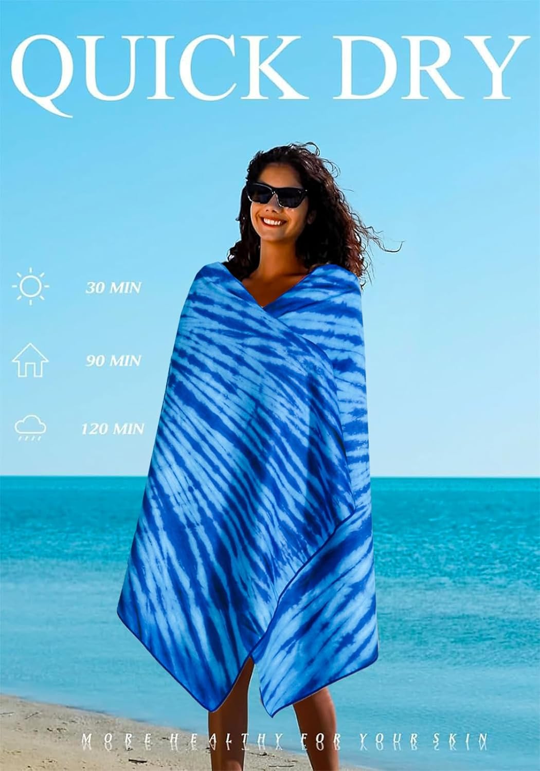 2 Pack Microfiber Lightweight Thin Beach Towel Sand Free Quick Dry Super Absorbent Large Towels for Swimming Pool Yoga Gym Travel Vacation Beach Accessories Essentials for Adults