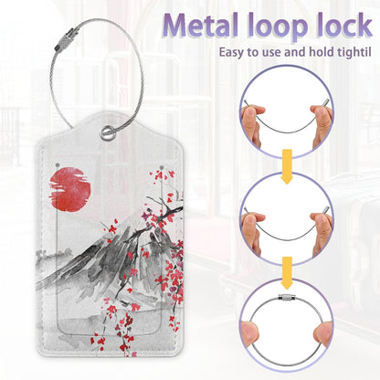2Pcs Luggage Tag for Suitcase Japanese Cherry Blossom Cute Suitcase Tag with Privacy Flap & Name ID Label & Metal Loop,Travel Bag Luggage Tags for Women