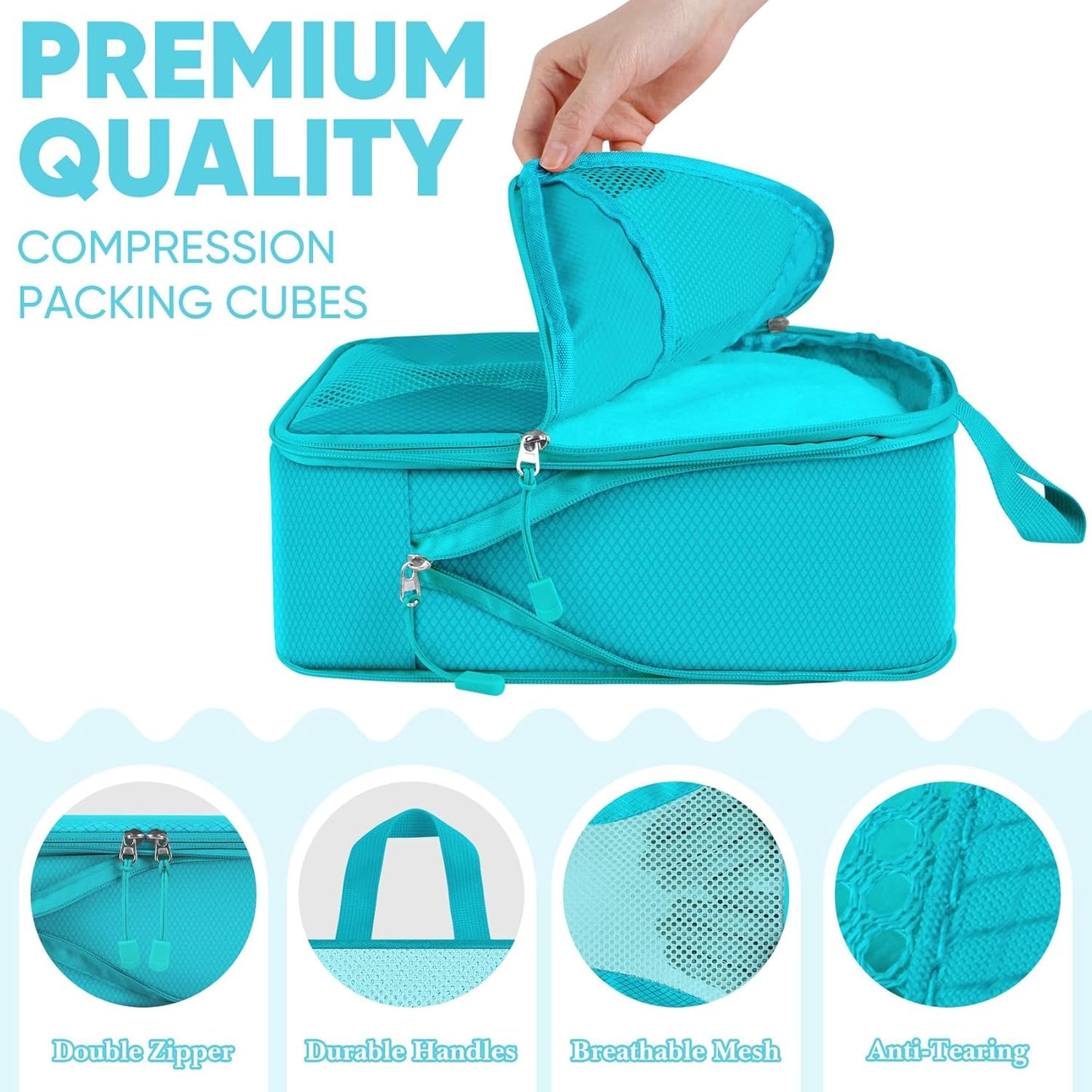 8 Set Compression Packing Cubes for Travel, Packing Cubes Compression Travel Accessories Expandable Packing Organizers for Carry on Luggage Suitcase (Gray)