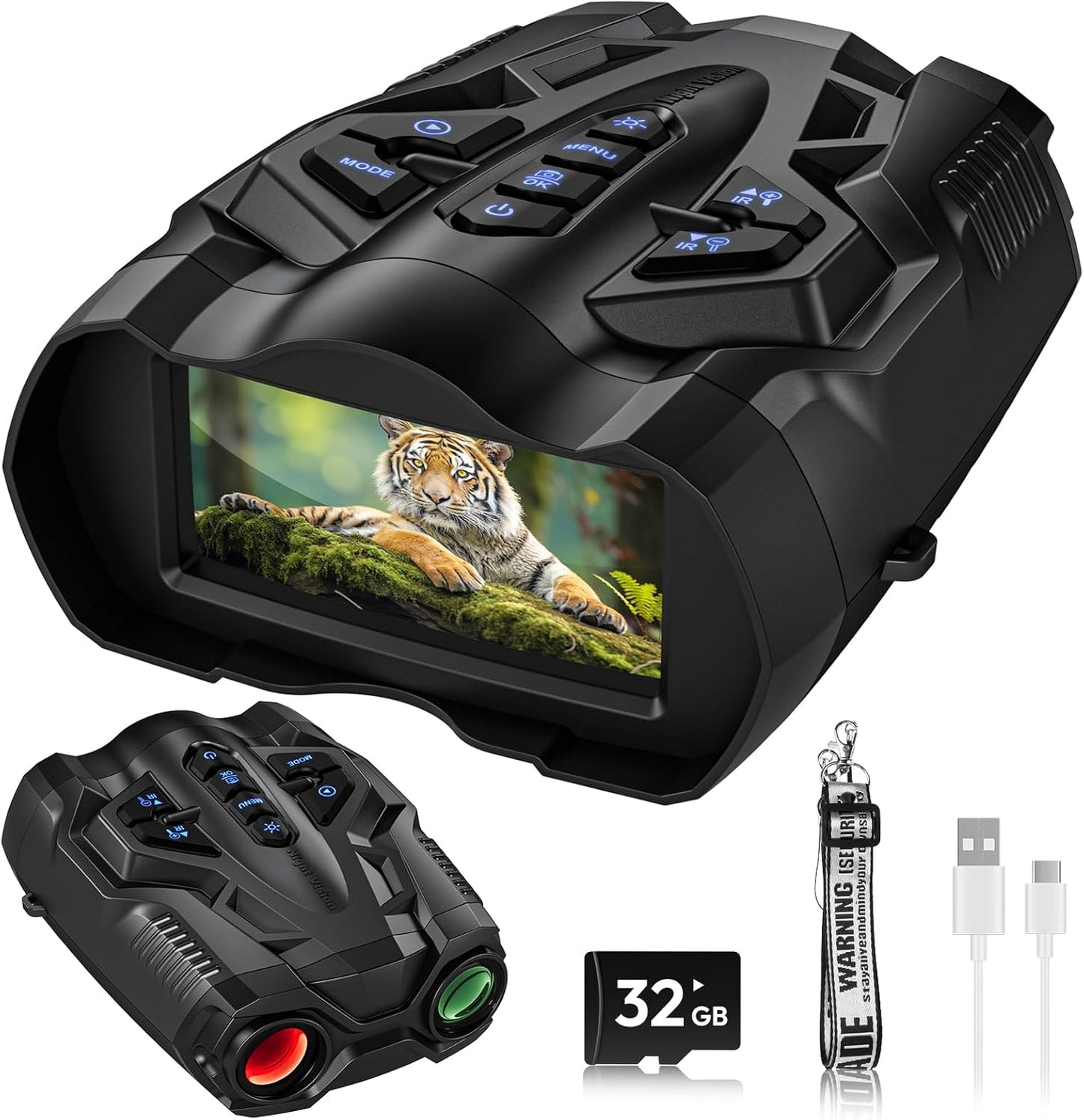 4K Night Vision Goggles for Adults,10X Zoom Night Vision Binoculars with 1000FT Infrared Range,4000mAh Rechargeable Battery,3.5" Screen,Include 32GB Card,Gift for Mens and Outdoor Enthusiasts