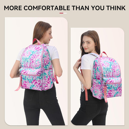 OMOUBOI 14 inch Travel Laptop Backpack for Women 20L Carry on Casual Daypacks Water Resistant Work Computer Laptop Bags College School Bookbag Multicolor Pink