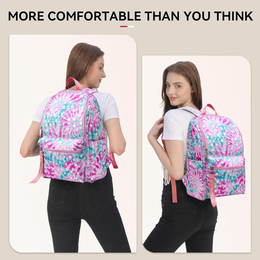 OMOUBOI 14 inch Travel Laptop Backpack for Women 20L Carry on Casual Daypacks Water Resistant Work Computer Laptop Bags College School Bookbag Multicolor Pink