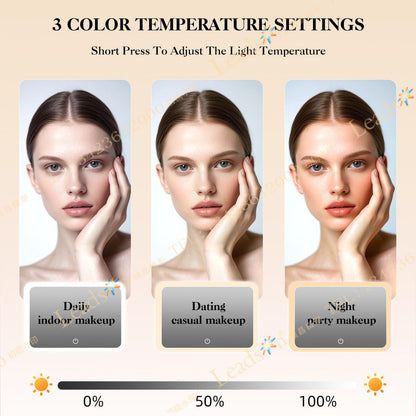 Travel Makeup Bag With LED Mirror,Makeup Travel Train Case with 3 Color Setting,Cosmetic Makeup Organizer Bag with Adjustable Dividers,Portable Make up Bag with Makeup Brush Holder Storage（Beige）