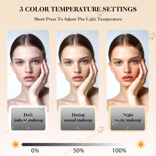 Travel Makeup Bag With LED Mirror,Makeup Travel Train Case with 3 Color Setting,Cosmetic Makeup Organizer Bag with Adjustable Dividers,Portable Make up Bag with Makeup Brush Holder Storage（Beige）