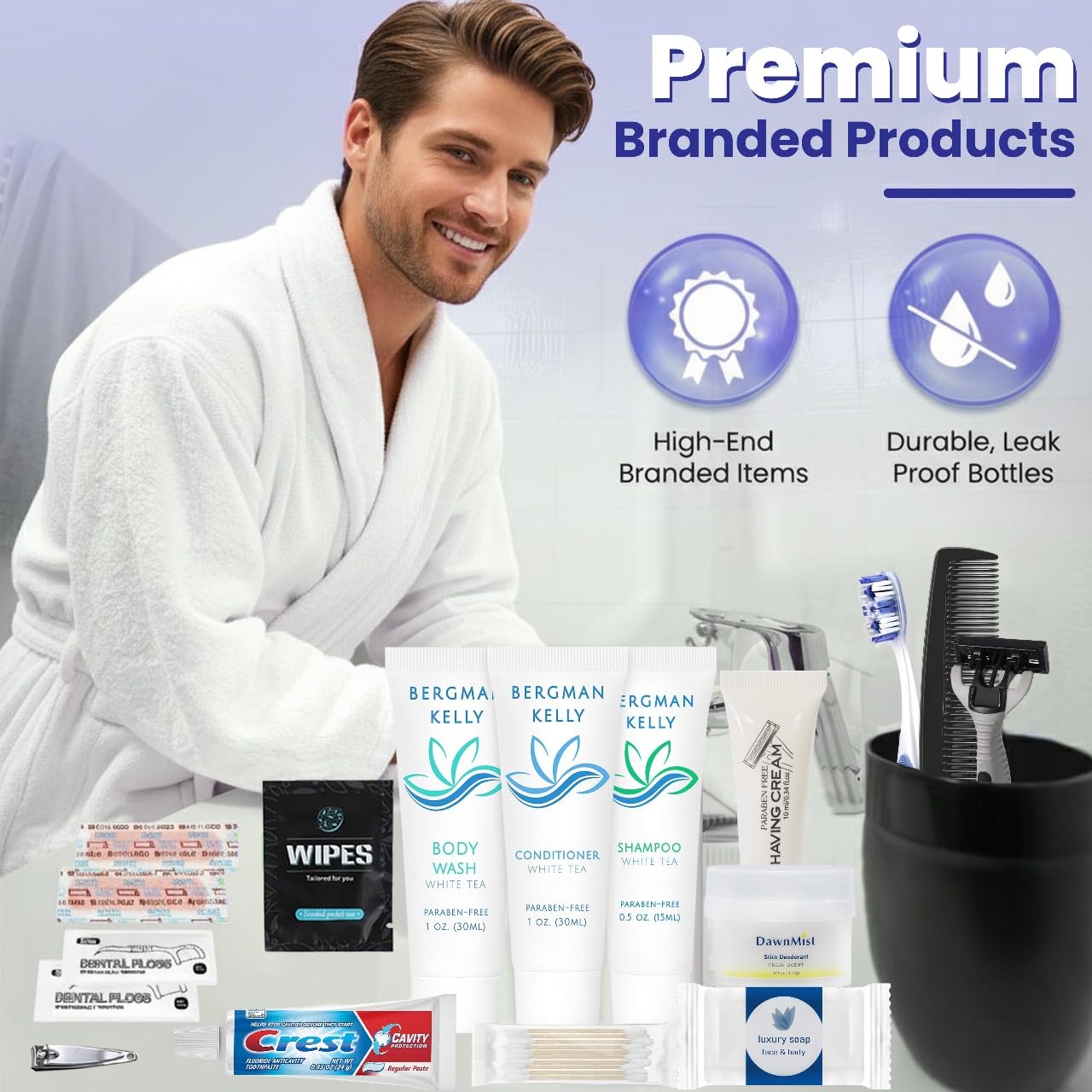 Trektote Bulk Hygiene Kit For Men And Women – (100 Pack) 20 Piece Set Of Travel Size Toiletries, TSA Compliant, Bulk Travel Essentials, Includes Shampoo And Conditioner, Body Wash, Toiletry Bag & More