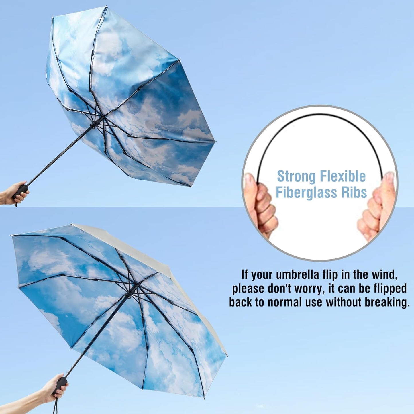 G4Free UPF 50+ UV Protection Large Travel Umbrella 42/46 Inch Auto Open Close Windproof Sun Blocking Umbrella