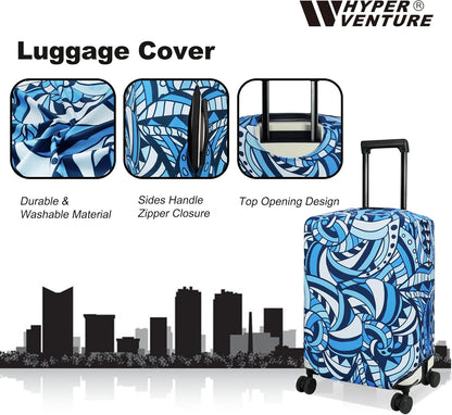 HYPER VENTURE Washable Luggage Cover - Fashion Suitcase Protector Fits 18-22 Inch Luggage (Cockle Stairs, S)