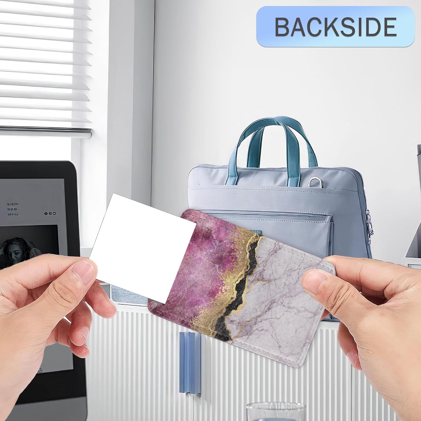 Gold Blue Pink Marble Abstract Luggage Tags,2 Pack Luggage Tag,Leather Privacy Cover ID Label with Stainless Steel Loop for Women Men Kids Girls Travel