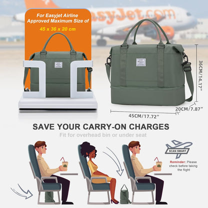 Travel Duffel Bag, Sports Tote Gym Bag, Shoulder Weekender Overnight Bag for Women