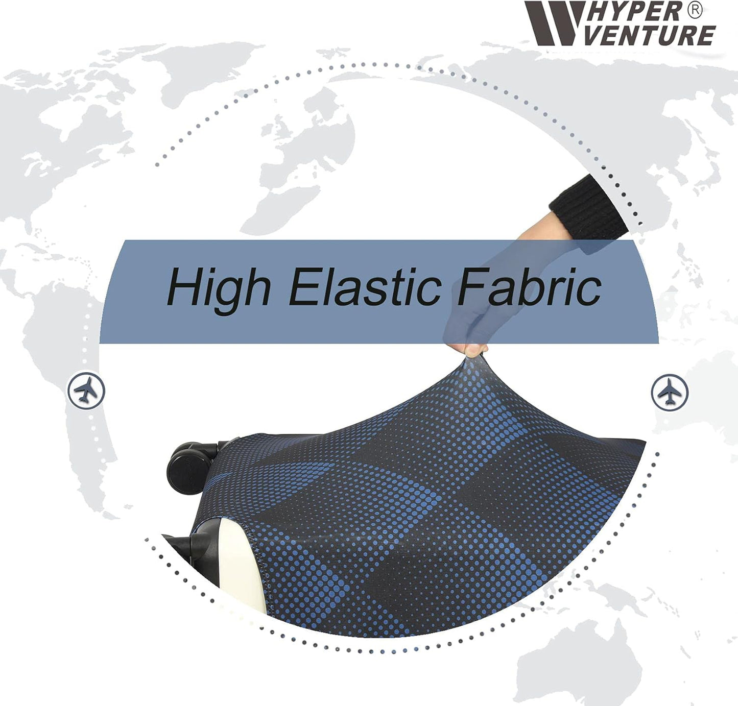 HYPER VENTURE Washable Luggage Cover - Fashion Suitcase Protector Fits 27-30 Inch Luggage (Blue Cube, L)
