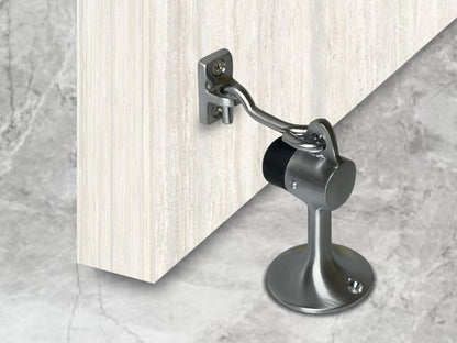 QCAA Solid Brass Door Stop, 3-15/16" Height, Satin Chrome, Made in Taiwan, 2 Pack