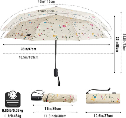 G4Free UPF 50+ UV Protection Large Travel Umbrella 42/46 Inch Auto Open Close Windproof Sun Blocking Umbrella