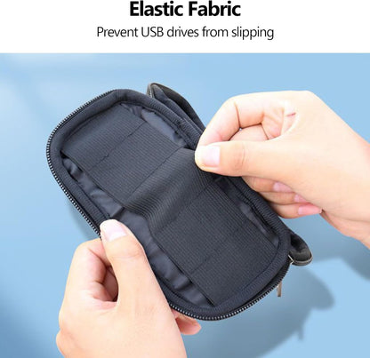 ABLAZE Flash Drive Case USB Storage Case, USB Holder Storage Bag with Label, Portable USB Case Electronic Accessories Organizer for USB Thumb Drive (Black)