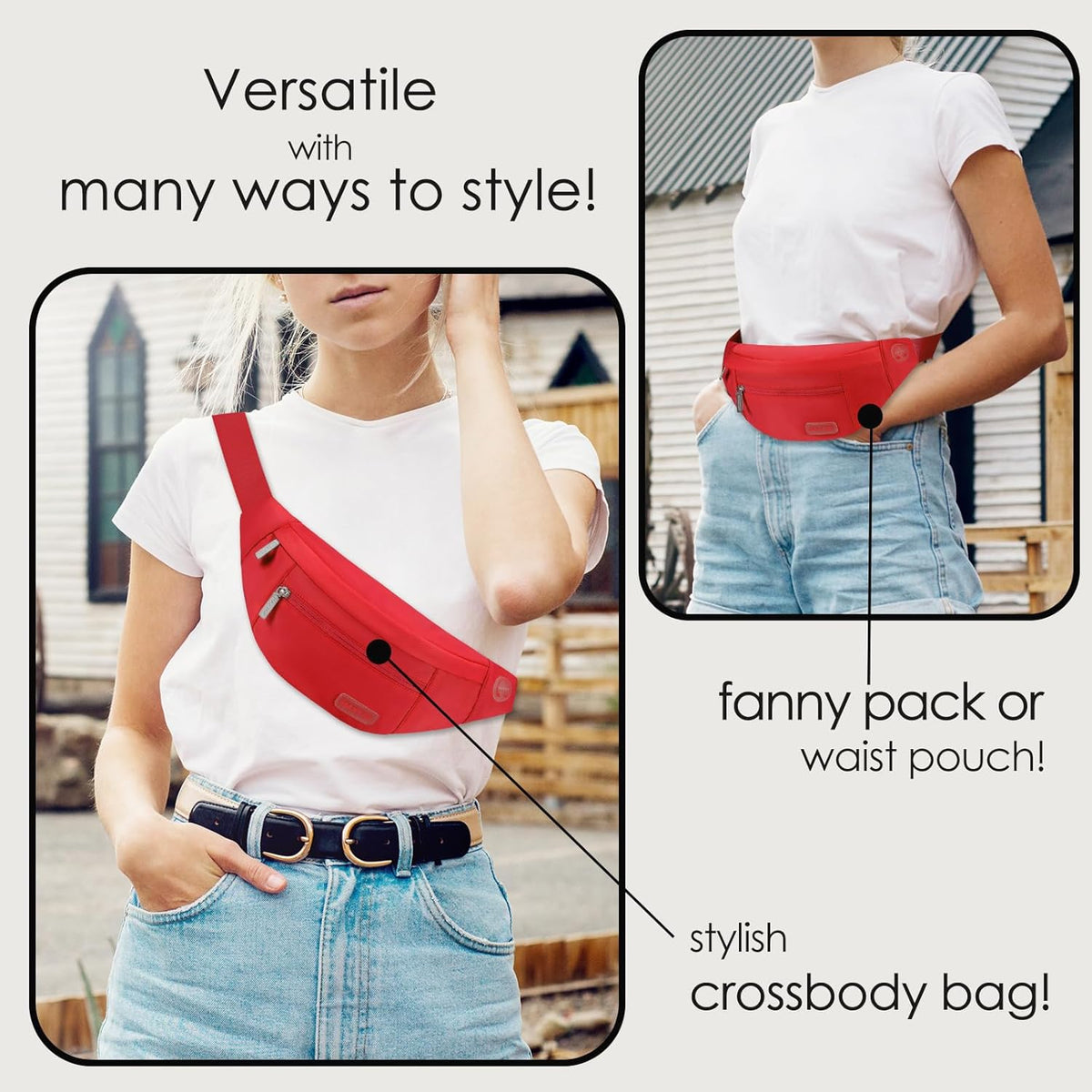 MAXTOP Large Crossbody Fanny Pack with 4-Zipper Pockets,Gifts for Enjoy Sports Festival Workout Traveling Running Casual Hands-Free Wallets Waist Pack Phone Bag Carrying All Phones