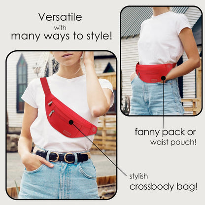 MAXTOP Large Crossbody Fanny Pack with 4-Zipper Pockets,Gifts for Enjoy Sports Festival Workout Traveling Running Casual Hands-Free Wallets Waist Pack Phone Bag Carrying All Phones