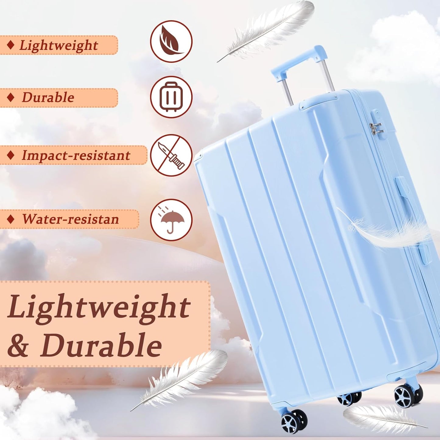 Merax 20 Inch Carry On Luggage Airline Approved, Hardshell ABS Suitcase with Spinner Wheels, TSA Lock, Lightweight Travel Luggage for Business Trips & Weekend Getaways