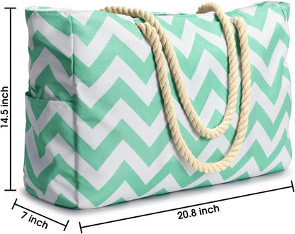 Becokan Beach Bags for Women Large Waterproof Beach Tote Bag Zipper Beach Bags Waterproof Sandproof Swim Pool Bag Large Tote