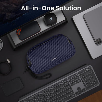 tomtoc Electronic Organizer Travel Case Performance, Water Resistant Dual Compartment Cable Organization Storage Bag for Charger, Cord, Phone, Hard Drive, Power Bank, Accessories Travel Essentials