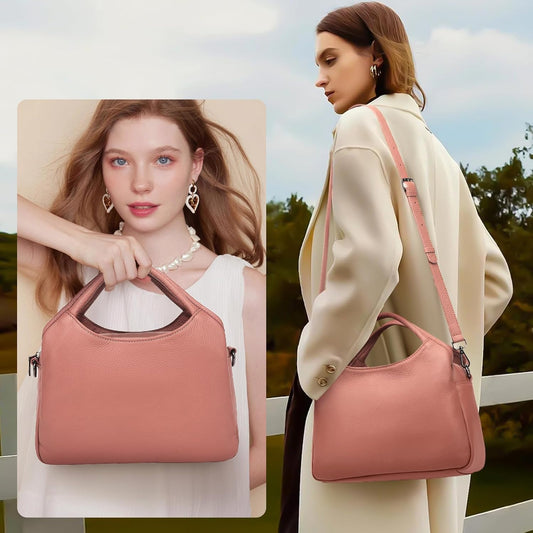 KOGTLA Genuine Leather Purses for Women, Crossbody Shoulder Bags with Top-Handle, Tote Satchel Handbags