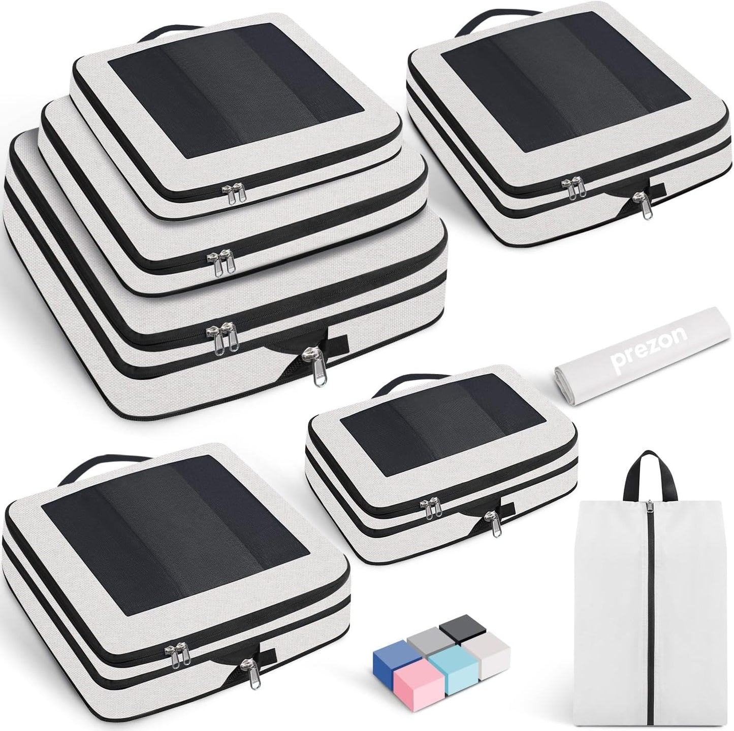8 Set/6 Set/4 Set Compression Packing Cubes for Travel, Lightweight Vacation Travel Essentials, Travel Accessories for Suitcase Organizer Bags Set, Durable Luggage Organizer
