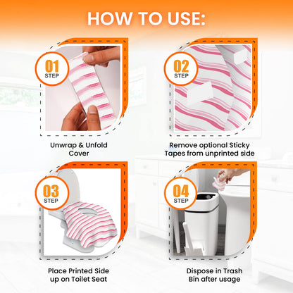 20 Extra Large Toilet Seat Covers Disposable for Kids & Adults-Toilet Covers Disposable for travel-Toddler Toilet Seat Cover Liners for Potty Training-Individually Wrapped-Waterproof (Pink Waves)