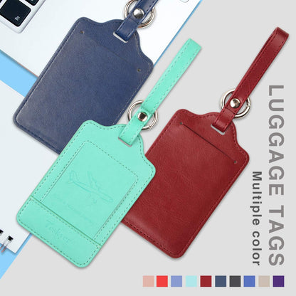 Teskyer Luggage Tags, 3 Pack Premium PU Leather Luggage Tags Privacy Protection Travel Bag Labels Suitcase Tags