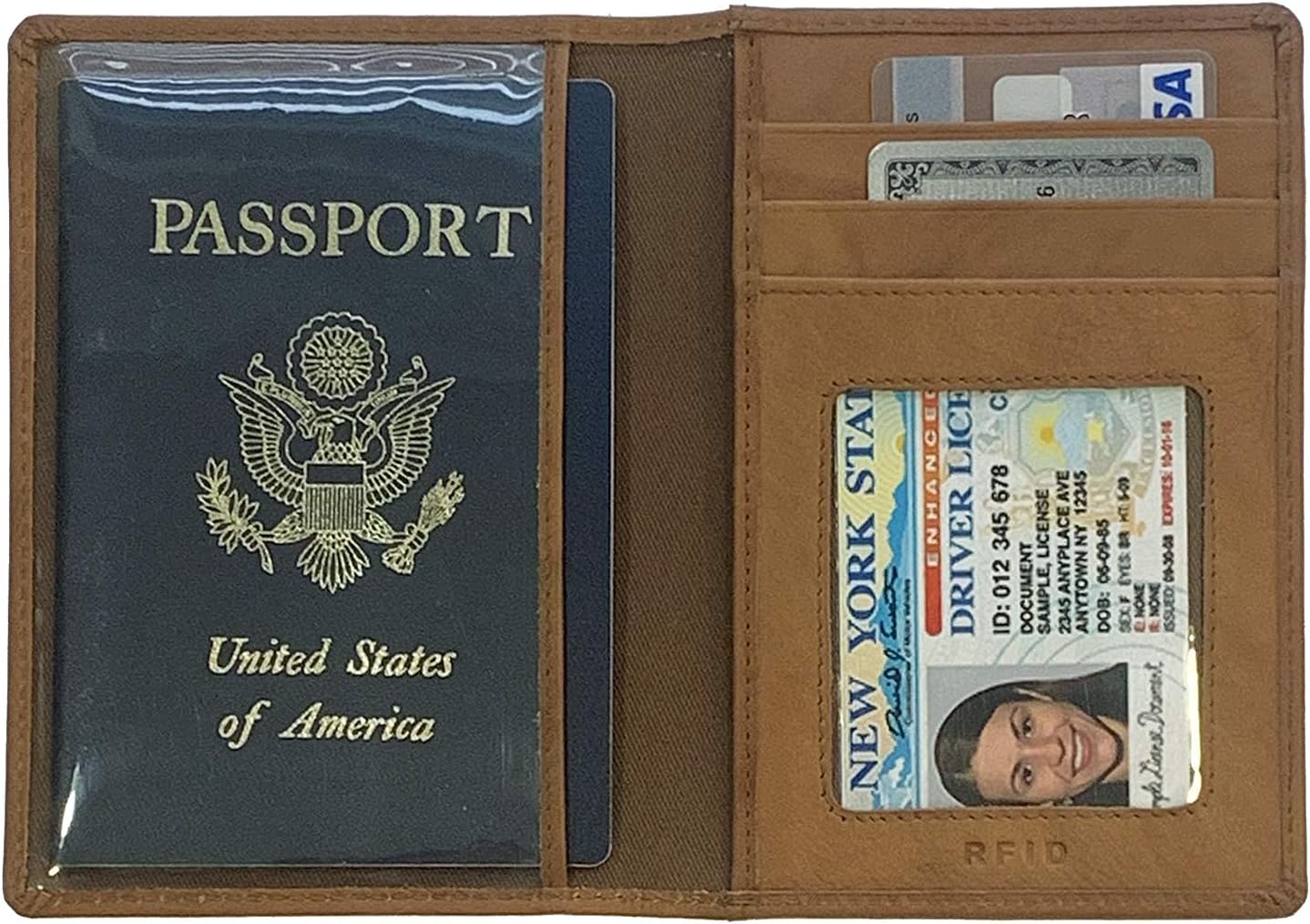 Personalized Monogrammed Antique Saddle Leather RFID Passport Wallet