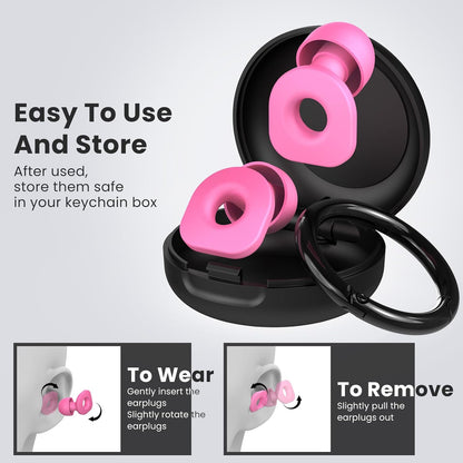 2 Pairs of Earplugs for Sleeping,Reusable Hearing Protection Earplugs with 8 Pairs Ear Tips & One Connector Cord,Soft Earplugs for Noise Reduction,Concert,Musician & Work - 25dB-30dB