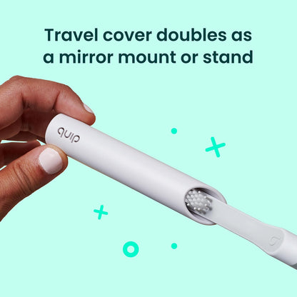 Quip Metal Sonic Toothbrush, Electric Toothbrush for Adults –Time Travel & Soft Bristles with Travel Case & Replaceable Brush Head -3-Month Battery Life - Twilight Faded Blue