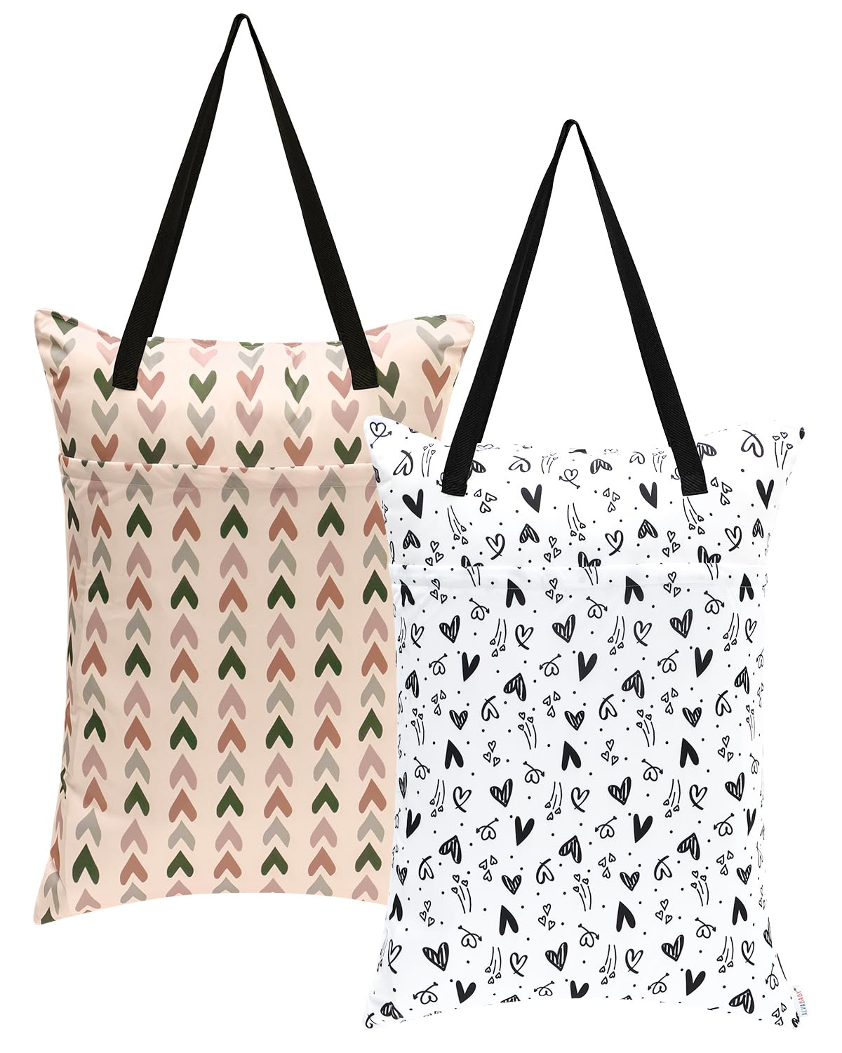 ALVABABY 2 Pack Large Wet Dry Bag Waterproof Hanging Cloth Diaper with Double Zippered Pockets 25x18 inches 2HL04