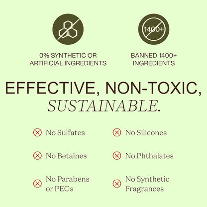 Non Toxic Vegan Shampoo with Organic Ingredients, Apple Cider Vinegar & Tea Tree Oil - Sulfate Free, Color Safe, Paraben Free, Gluten Free, Cruelty Free, pH Balanced