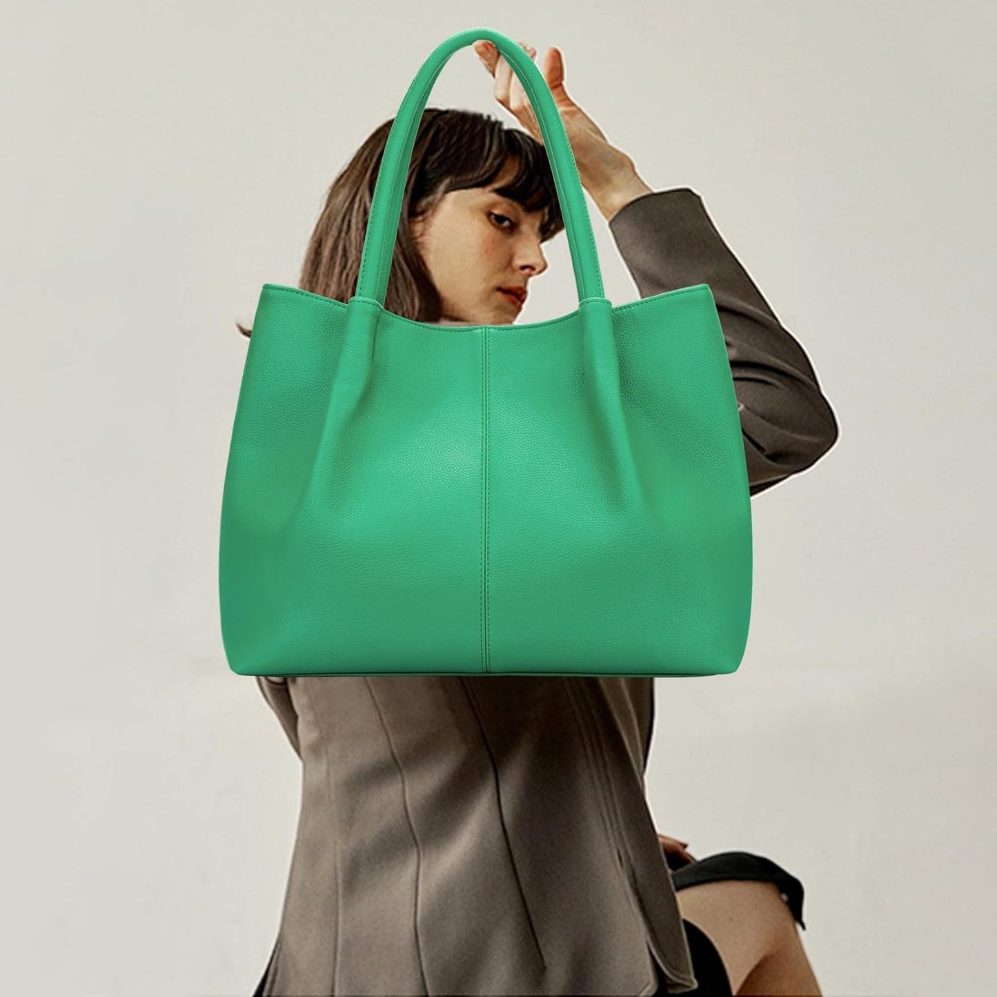 KKXIU Tote Bag for Women Vegan Leather Shoulder Purse Large Capacity Travel Bag