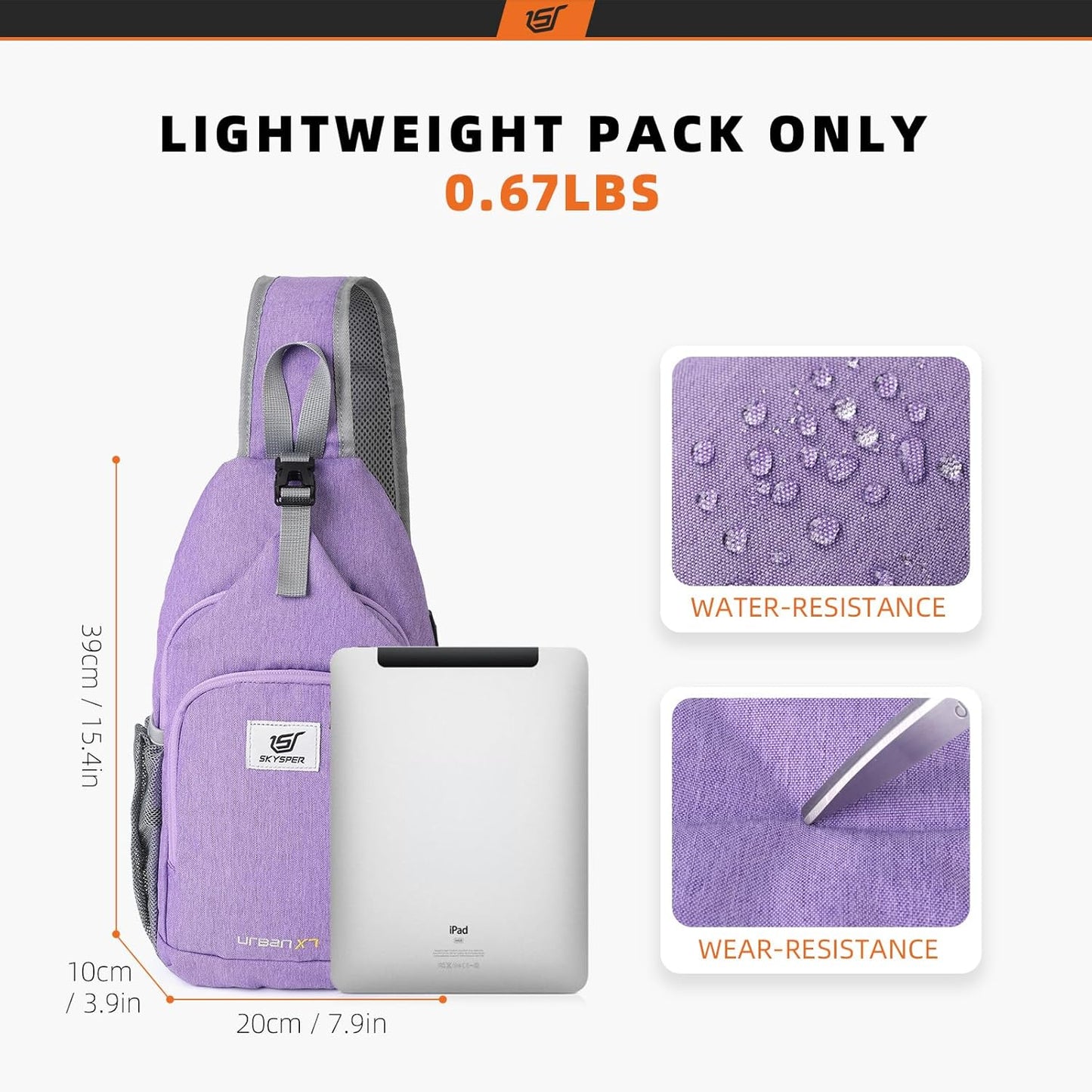 SKYSPER Sling Bag RFID Crossbody Sling Backpack Cross Body Shoulder Bag Travel Hiking Daypack for Women Men