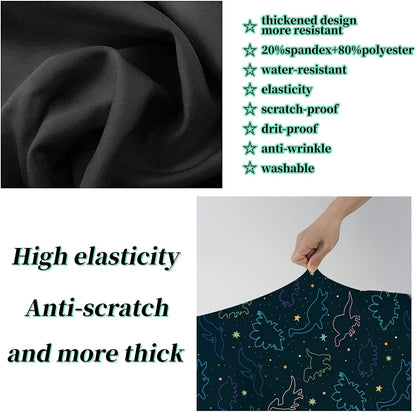 Luggage Cover Suitcase Protector Plus 1 Tag, Dinosaurs Space Travel Suitcase Cover for 18-20 inch Luggage (S) with Concealed Zipper Washable Elastic Cloth Dustproof Anti-Scratch