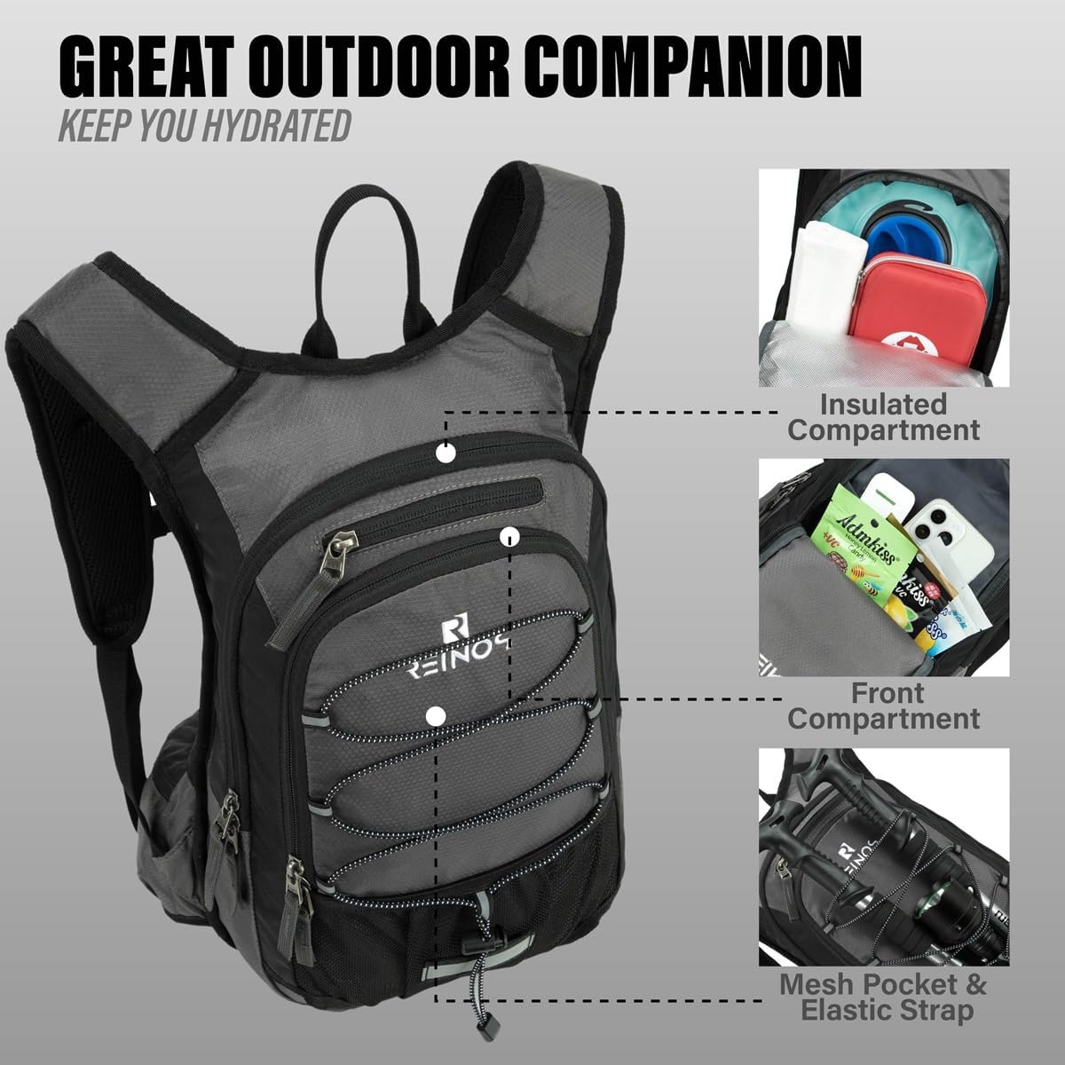 Hydration Pack Backpack with 3L Water Bladder for Men & Women, Hiking Daypack with Thermal Insulation | Running, Cycling, Camping, Skiing, Outdoor Activities