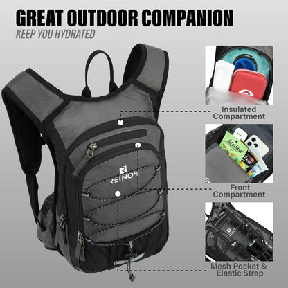 Hydration Pack Backpack with 3L Water Bladder for Men & Women, Hiking Daypack with Thermal Insulation | Running, Cycling, Camping, Skiing, Outdoor Activities
