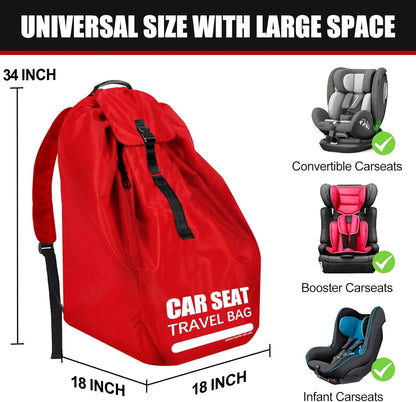 Car Seat Travel Bag for Airplane, Large Car Seat Bags for Air Travel with Comfort Padded Straps, Gate Check Storage Bag/Backpack for Carseat Airport, Carseat Cover Travel - Baby Travel Essential