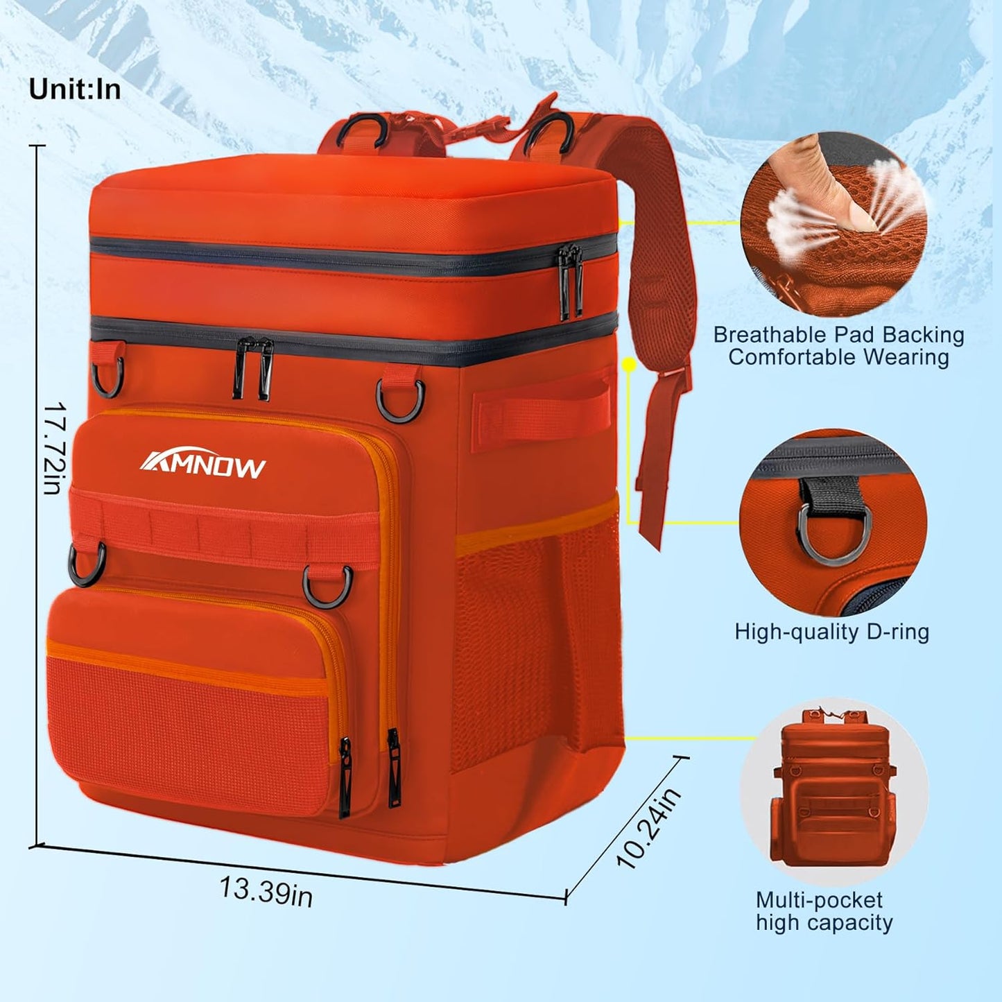 Backpack Cooler Insulated Leak Proof for Men Women 50 Cans Soft Cooler Backpack Insulated Waterproof Large Capacity Coolers Bag Portable for Lunch Camping Travel Picnic Hiking