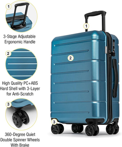 KYME Suitcases with Wheels Hardshell 30 Inch Luggage TSA Approved Large Checked Luggage Durable Travel Rolling Suitcase with Cup Holder for Women Men Light Blue