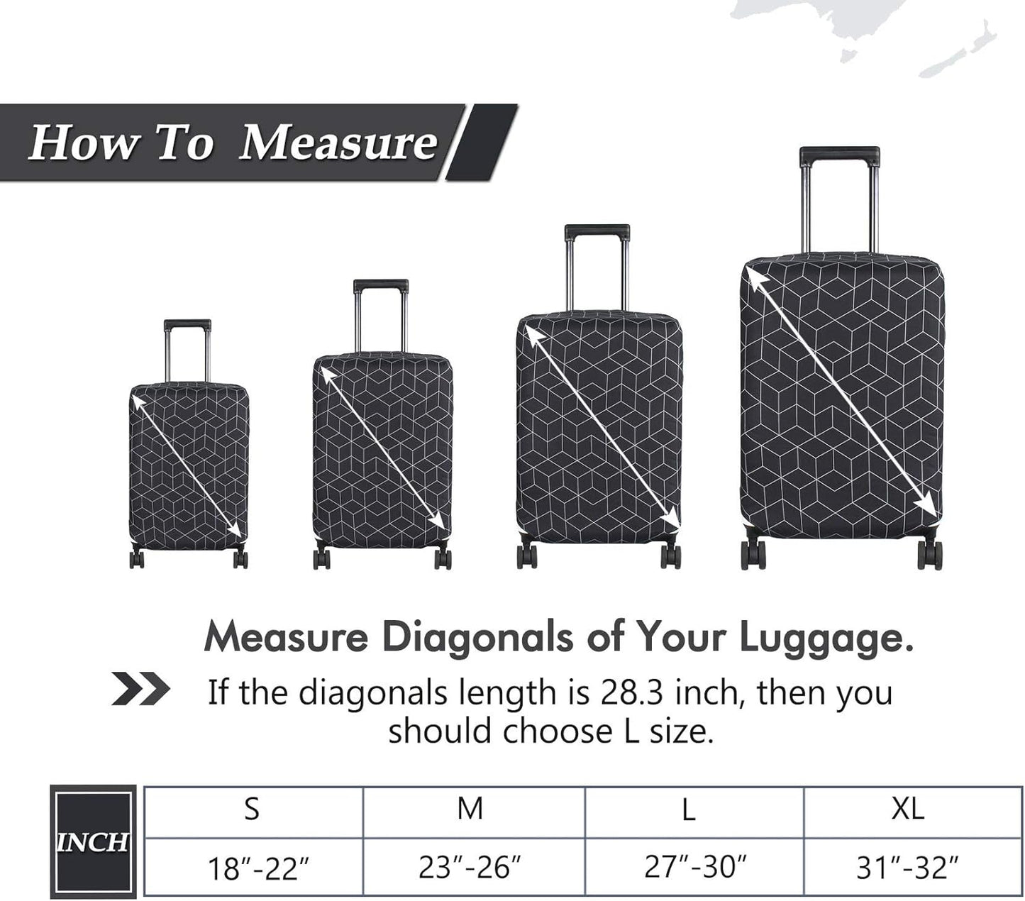 HYPER VENTURE Washable Luggage Cover - Fashion Suitcase Protector Fits 27-30 Inch Luggage (Black Maze, L)