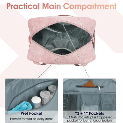 Narwey 18" Carry on Bag Underseat for Airplane with Wet Pocket Spirit Airlines Personal Item Bag Travel Duffel Bag Small Gym Bag Weekender Overnight for Women and Men (Pink)