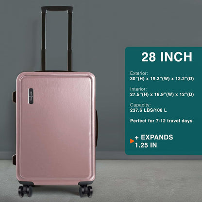 Luggage Sets 2 Piece, 24 Inch Suitcase and 28 Inch Luggage with Spinner Wheels, Durable Hard Shell Suitcase Set, Expandable Travel Suitcases with Wheels, Pink