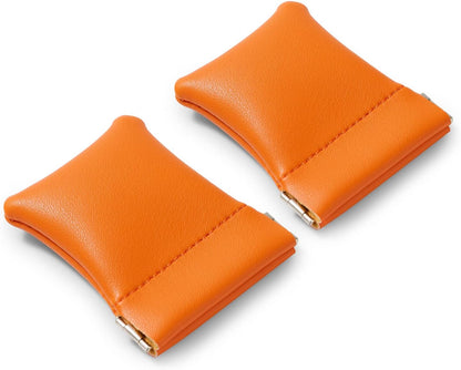2 Pack PU Leather Slim Engagement Wedding Ring Pouch Leather Jewelry Pouch Christmas,Wedding Party Favor Gift Bag(Orange)